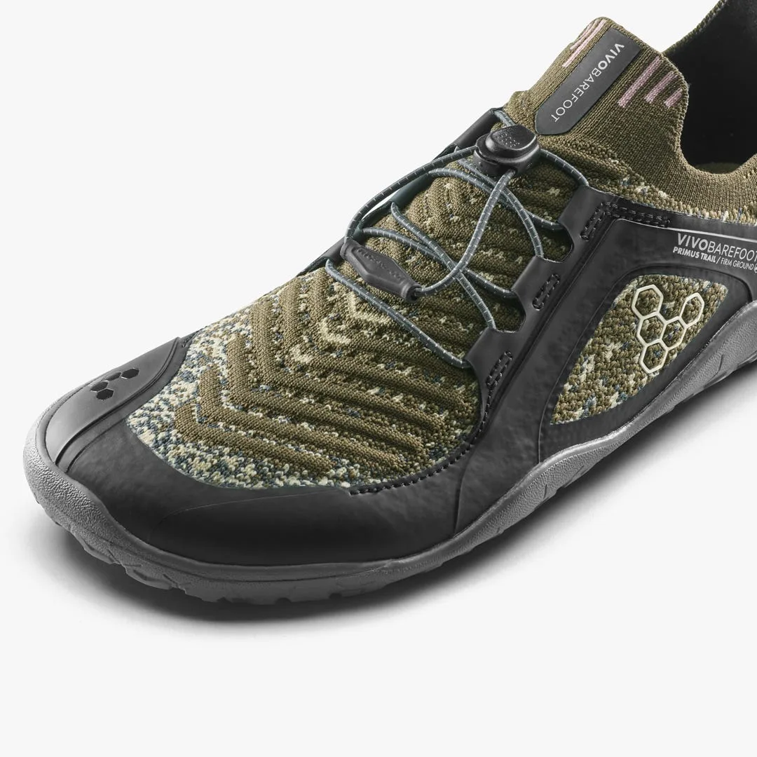 Кроссовки Vivobarefoot Primus Trail Knit FG Grounding — женская модель, тёмно-оливковый, фото 6